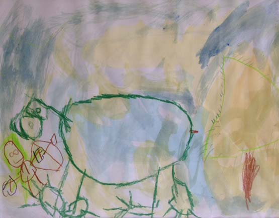 dessin d'enfant représentant l'univers arctique. Organisé par la galerie inuit nunamit