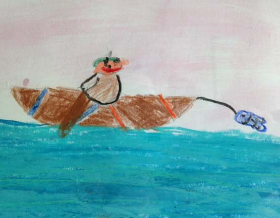 dessin d'enfant représentant l'univers arctique. Organisé par la galerie inuit nunamit